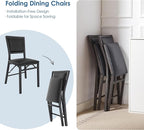 VECELO Folding Chairs Set of 4 with Cushion, Foldable Padded Seats with Heavy Duty Metal Frame for Kitchen/Dining/Living Room, No Assembly & Space Saving Design, Black