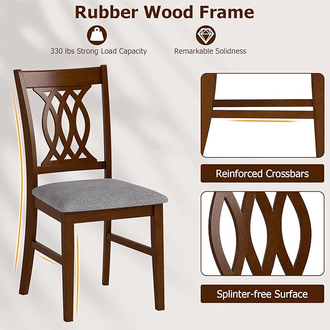 Giantex Upholstered Dining Chairs Set of 4, Farmhouse Fabric Side Chairs w/Cu...