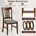 Giantex Upholstered Dining Chairs Set of 4, Farmhouse Fabric Side Chairs w/Cushioned Seats, Patterned Backrests, Sturdy Rubber Wood Frames, Wooden Accent Chairs for Kitchen, Dining Room