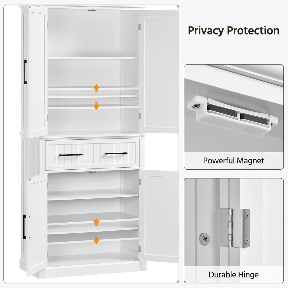 Topeakmart 72.5" H Freestanding 4-Door Kitchen Storage Cabinet,Black | M...