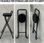 Folding Stool, Metal Bar Stools, Island Chairs 32", Padded Folding Chairs, Tall Bar Stools for Kitchen Counter, Bar, Garage, Workshop