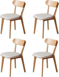 100% Solid Wood Dining Chairs,Mid Century Modern Dining Chairs with Upholstered Cushion,Kitchen,Dining Room Chairs Set of 4 (4, Original Color White Upholstery)