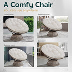 Bme 40" Ergonomic Wicker Papasan Chair