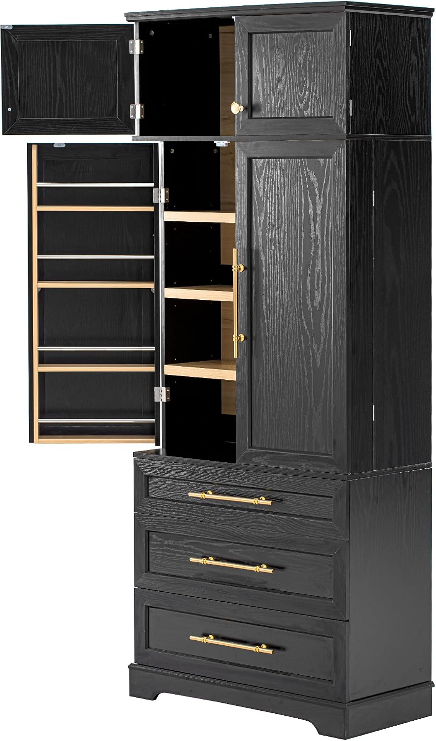 JIJIWANG Kitchen Pantry Storage Cabinet with Doors & Adjustable Shelves,F...