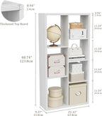 Cube Storage Organizer Bookcase, Decorative 11 inch Open Back Cubical Shelf with Thickened Border, Display Bookshelf for Living Room, Home Office, Sturdy Room (White, 7 Cube)