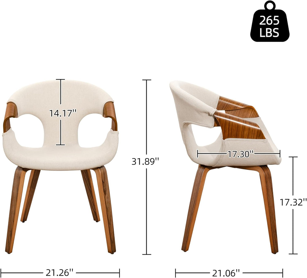 Zouron Dining Chairs Set of 2, Modern Fabric Desk Chairs with Wooden Legs, Ac...