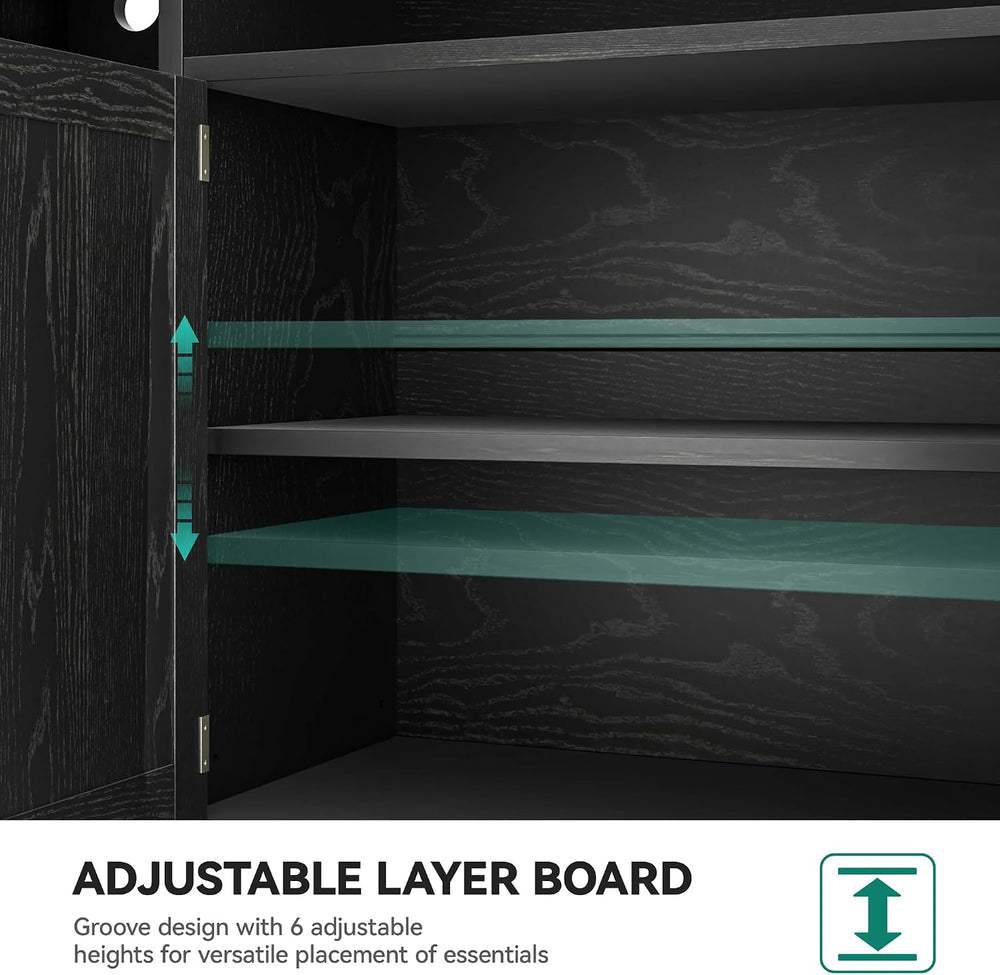 YITAHOME 71''H Kitchen Pantry Cabinet, Black Oak | Tall Cabinet with ...