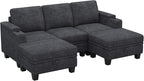 Belffin Small Corner Modular Sectional Couches for Living Room U Shaped Couch with Cup Holder Dark Grey Couch