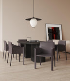 Manhattan Comfort Vogue Modern Faux Leather Dining Chairs, Metal Frame, Comfortable Padded Seat, Fully Assembled Armchair Accent Furniture, Set of 1, Grey