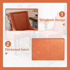 Modern Dining Chairs Set of 2, High Back Dining Chairs Side Chairs with Solid Wood Legs, Upholstered Fabric Dining Room Chairs for Dining Room Kitchen, Orange