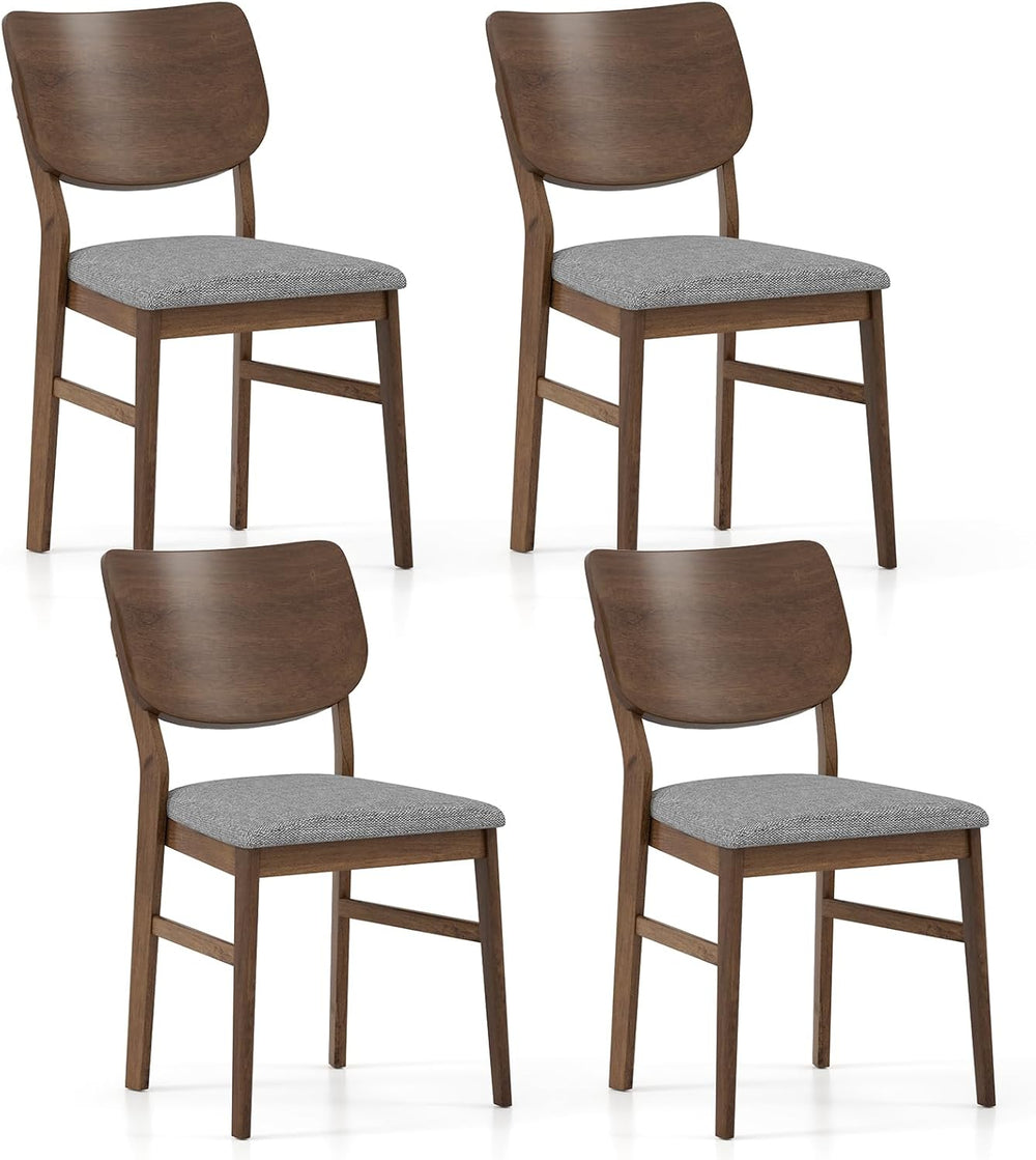 Giantex Wooden Dining Chairs Set of 4, Farmhouse Upholstered Kitchen Chairs w...