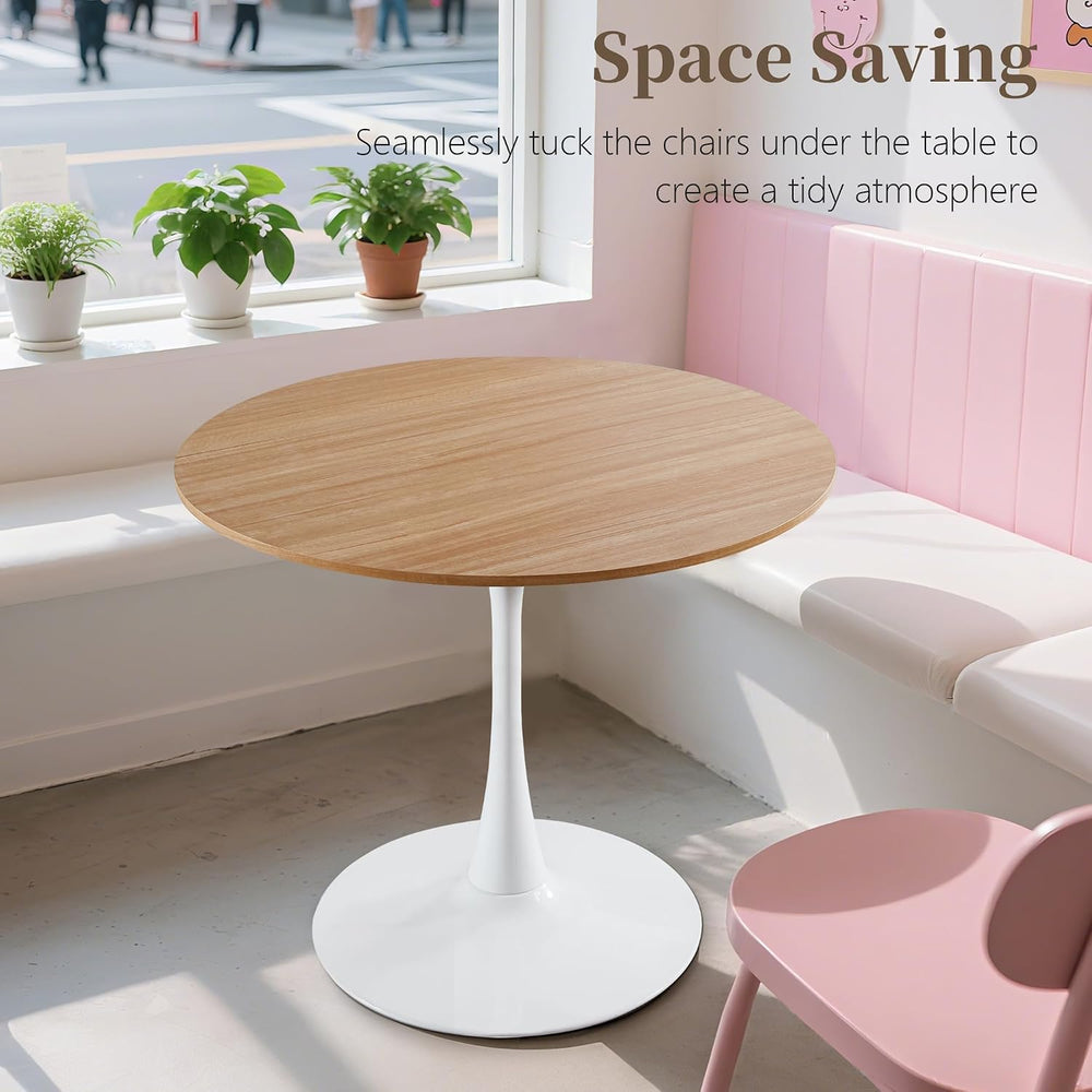 31.5 Inch Round Dining Table,Mid-Century Tulip Table with Metal Pedestal Base...