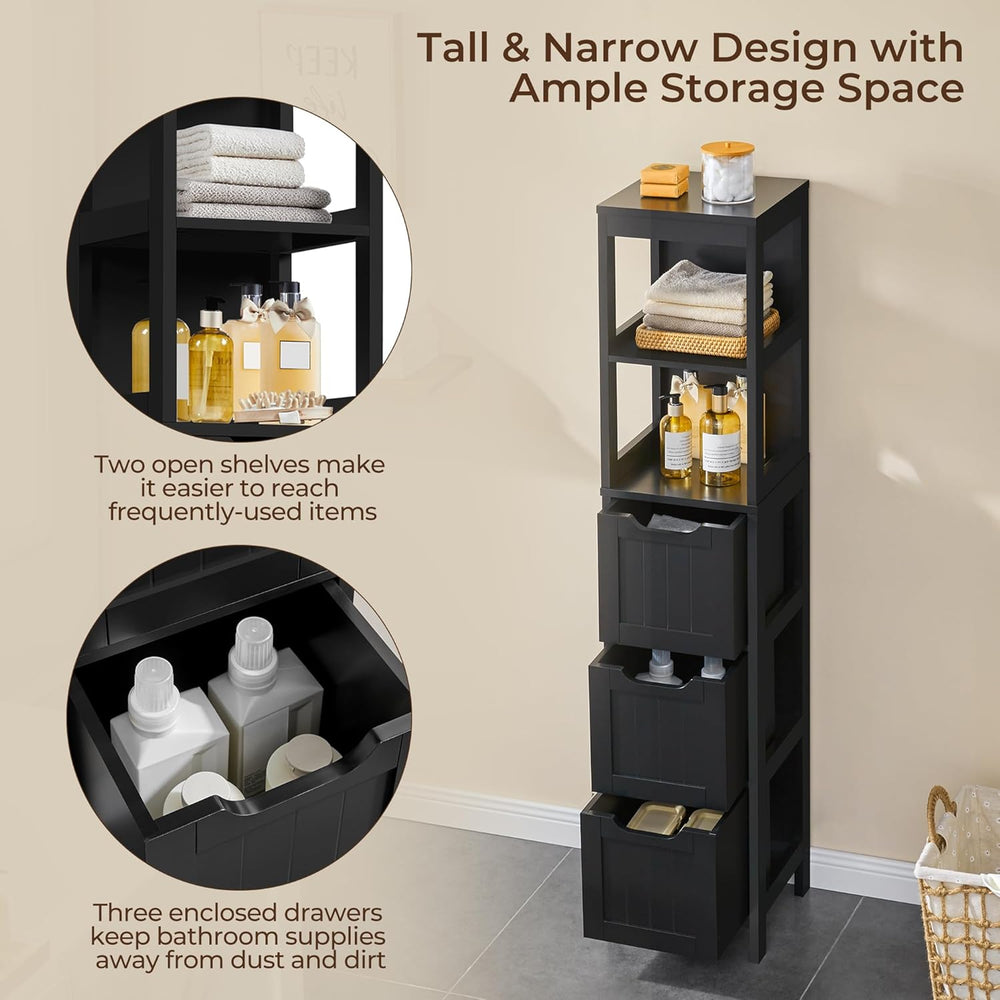 Yaheetech 56”H Bathroom Storage Cabinet, Narrow Freestanding Floor Cabinet wi...