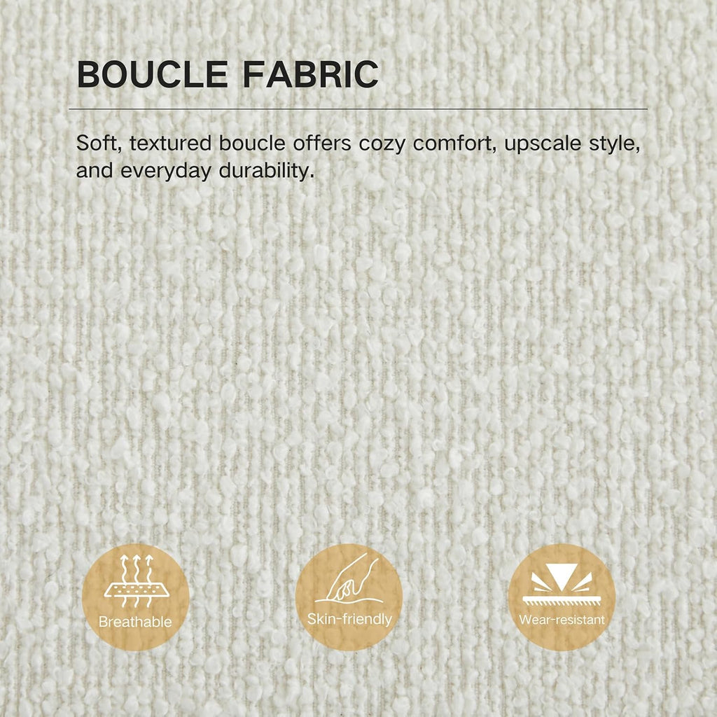 66.34" End of Bed Bench Boucle Fabric Long King Size Bench, White. | Entryway Bench Ottoman Upholstered Extra Long Seat for Bedroom, Entryway, Hallway, Cloakroom, Window Bench.