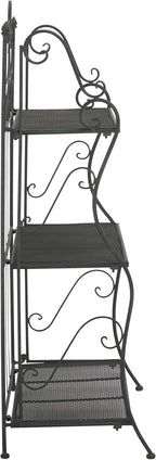 SAFAVIEH Outdoor Collection Torus Victorian Scroll Antique Black 3-Tier Shelf (Fully Assembled)