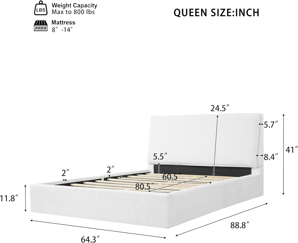 Christopher Knight Home Jamaiya Boucle Upholstered Queen Size Bed Frame with ...