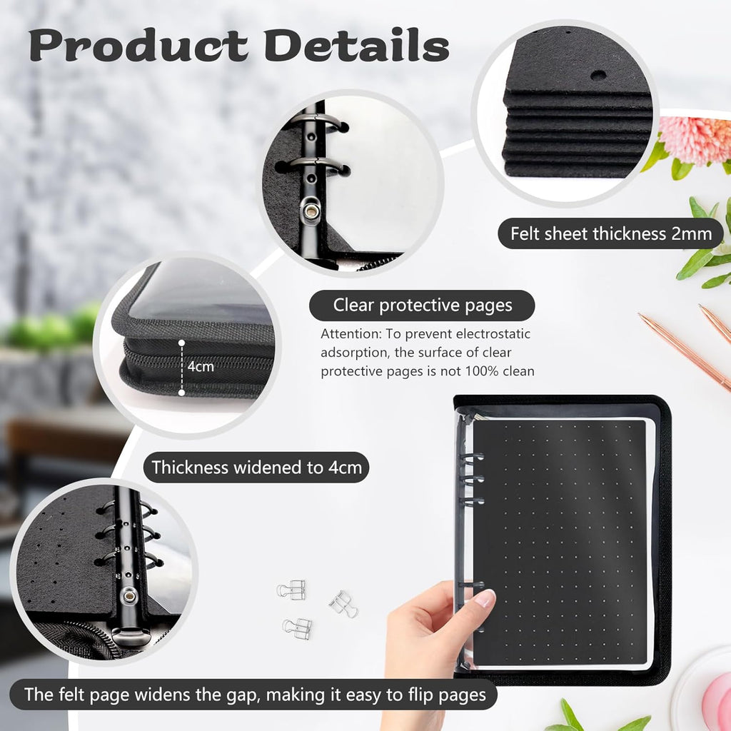 Enamel Pin Display Book Pin Collection Binder Holder Trading Book with 8-Page Display Boards A5 Brooch Pin Storage Organizer Binder Album for Travel Collectors (Black)