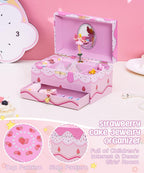 Homde Musical Jewelry Box for Girls: 2-Layer Spinning Fairy Organizer | Storage for Ring Necklace - Birthday Christmas Gift for Girls Ages 3 to 12 - Spinning Fairy Plays Melody When Lid Opens