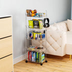 Clear 3 Tier Rolling Utility Cart with Wheels,Modern Bedside Cart for Baby Essentials,Nursery,Diaper Caddy,Baby Supplies,Rolling Storage Carts for Living Room,Bathroom,Kitchen,Book Cart