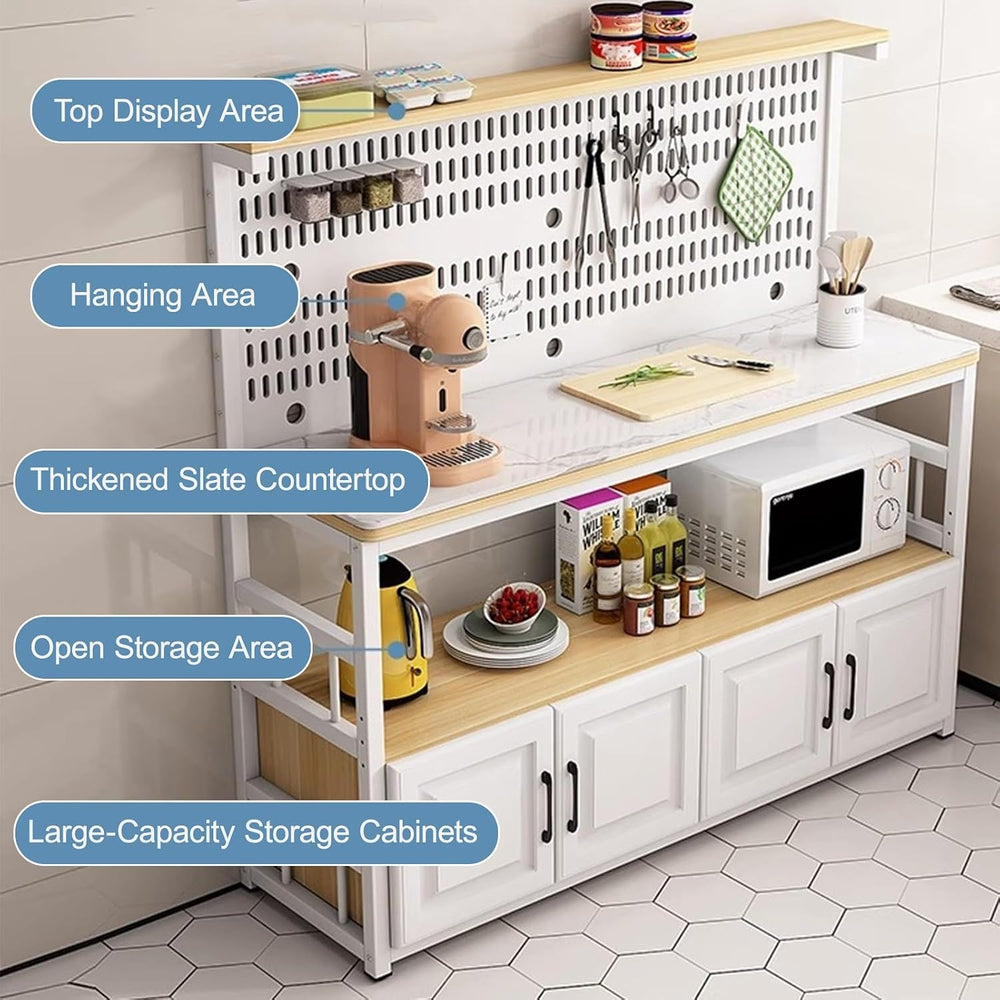 Kitchen Pantry Storage Cabinet with Drawer, Farmhouse Tall Food Large Wood Pa...