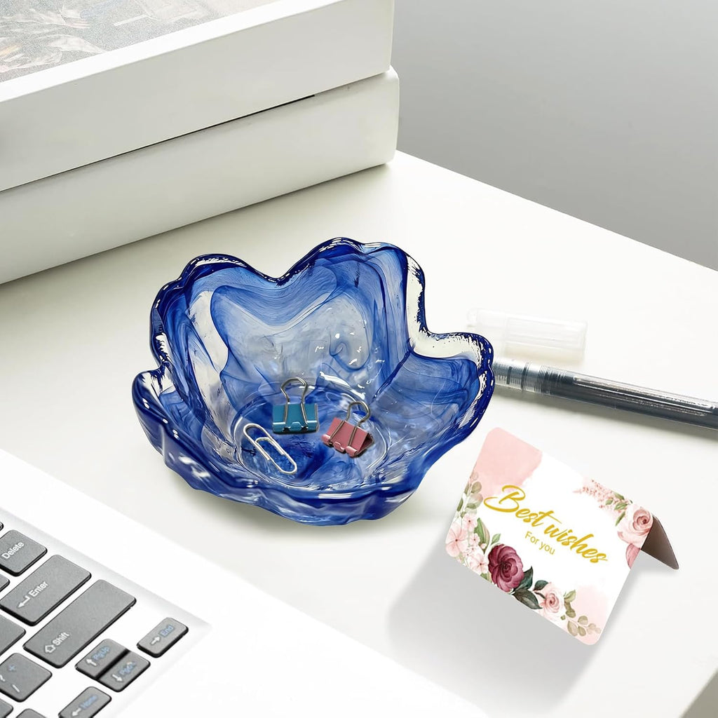 Gifts for Women Flower Jewelry Dish Ring Holder Dish Jewelry Tray Bathroom Vanity Organizer Blue Room Decor Aesthetic Nightstand Bedroom Decor Trinket Dish Small Friendship Wedding Birthday Gifts