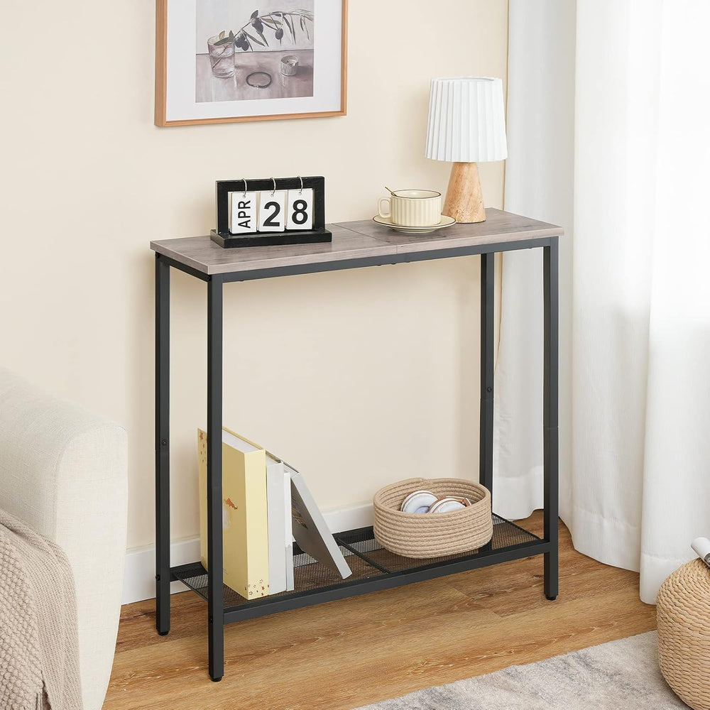 HOOBRO 29.5" Narrow Console Table, Small Entryway Table with Shelf, 2 Ti...