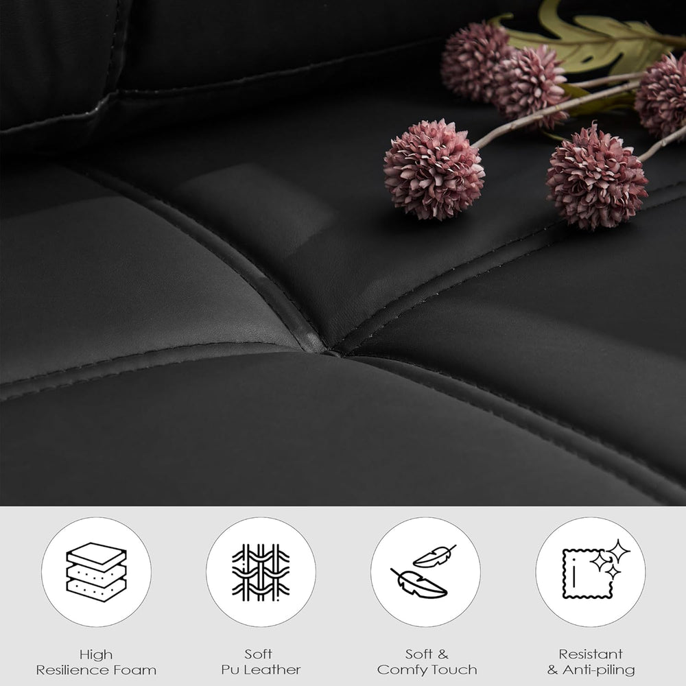 TYBOATLE 88" W Faux Leather Couches w/USB, Tufted Mid-Century Modern Com...