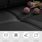 TYBOATLE Black Couch Sectional Couches w/Side Pockets for Living Room, Comfy Faux Leather Modular Convertible L Shaped Sofas with USB & Ottoman, Leather Sectional for RV Apartment Office