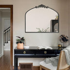 WAMIRRO Ornate Black Mirror,Vintage Arched Baroque Antique Mirorrs for Living Room Hallway Fireplace Bathroom Entryway 36"X30"