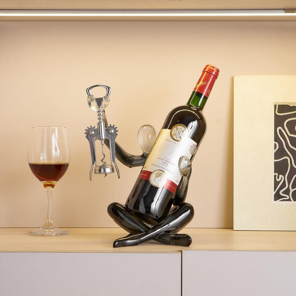 Thinker Statue Wine Rack, Gray Modern Rack for Kitchen Table Decor | Modern G...