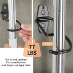 LIGHT DUST Broom Holder Wall Mount - 12 Pack Tool Hangers Garage Wall Hanging Organizer - Heavy Duty Metal Large S Hooks for Mop Shovel Rake Shed Garden Lawn Yard Handle Tools Organization (Black)