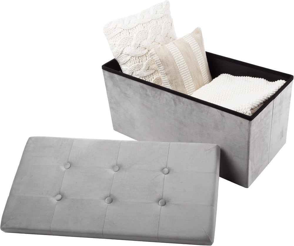 Storage Ottoman - Velvet Tufted Footrest, Linen Chest, or Bench Organizer wit...