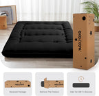 MAXYOYO 6" Extra Thick Japanese Floor Mattress Queen Folding Futon Mattress | Foldable Tatami Pad for Adults, Roll Up Floor Mat for Living Room Guest Room RV, Black