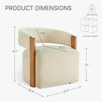 Upholstered Dining Chairs Set of 4, Barrel Modern Dining Room Chairs with Casters, Kitchen Side Wooden Armchair with Fabric Cushion Seat for Bedroom, Livingroom, Reading Room, Sand, 4 Boxs