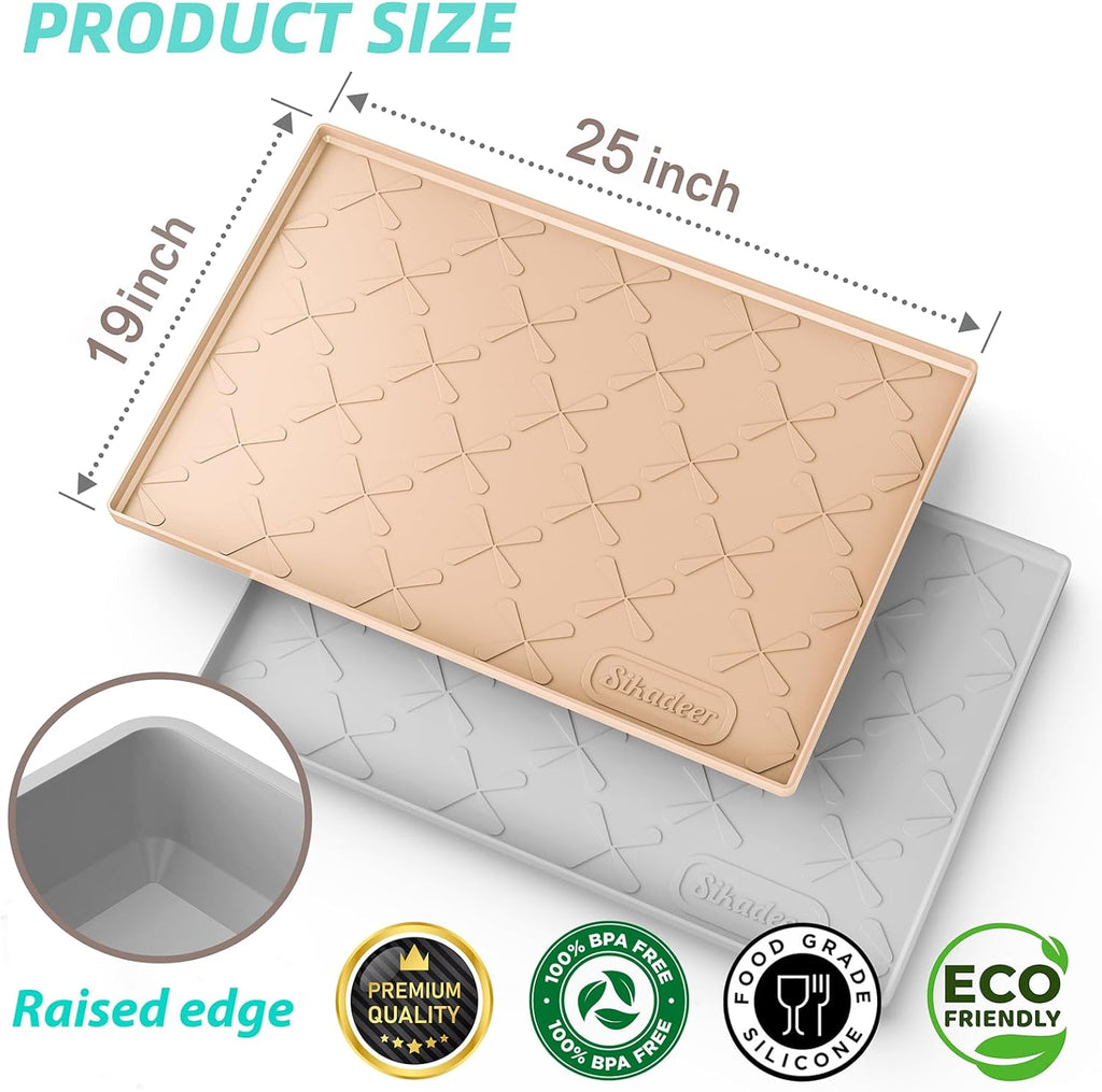 SIKADEER 25" x 19" Under Sink Mat Waterproof, Silicone Mat Kitchen Drawer Shelf and Cabinet Liner, Sink Protector for Kitchen Organizers and Storage, Boot Tray Pet Food Mats