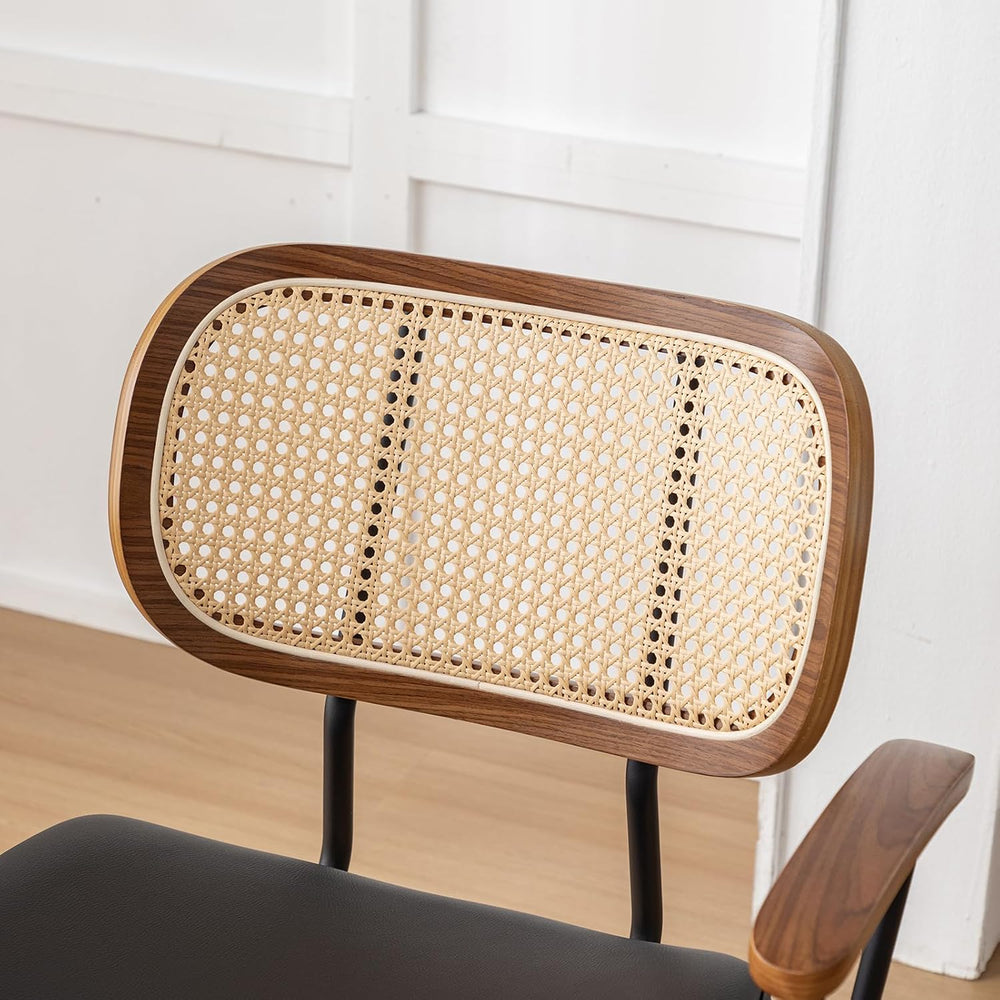 Rattan Dining Room Chairs Set of 2,Mid Century Modern Kitchen Side Chairs,Met...