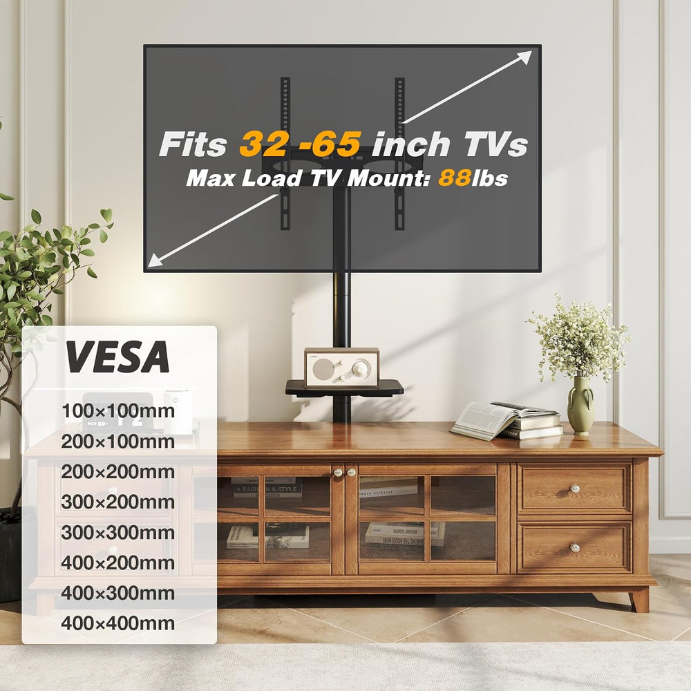 TVON Floor TV Stand with Power Outlet for 32-65 inch TVs up to 88 lbs | Swive...
