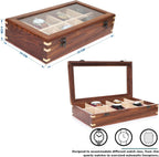 Wooden Watch Box for Men & Women, Watch Organizer & Display Case, Premium Long-Lasting Watch Holder for Storage, Elegant Gift for Watch Collectors (Glass Top, 12 Slots)