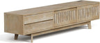 Mid Century Modern TV Stand for 85 Inch TVs, 78.7" Entertainment Center with Storage & Power Outlet, Media Console w/Drawers and Sliding Door, Television Stands for Living Room, Natural