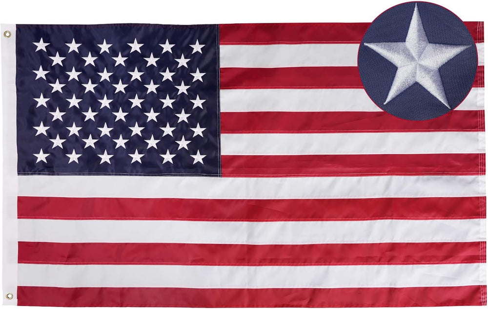 Bradford American Flag 5x8 ft Outdoor Heavy Duty, Embroidered Large American ...