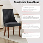 Dining Chairs Set of 8,Comfy Fabric Upholstered Chairs for Kitchen Living Room,Channel Tufted Dining Room Chairs with Curved Solid Wood Legs(Black,8 Pcs)