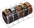 NIUBEE Belt Organizer, Acrylic Belt Storage Holder for The Closet, 5 Compartments Display Case for Tie and Bow Tie