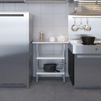 AmGood Stainless Steel Work Table with 2 Shelves | NSF | Metal Utility Table (30" Long x 14" Deep)