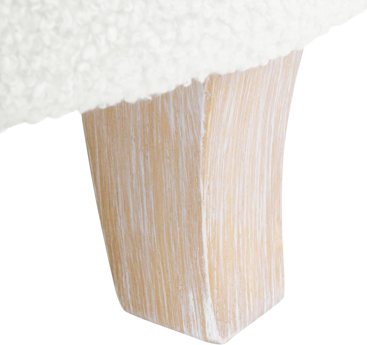 HomePop 19" Faux Sheepskin Round Storage Ottoman - Light Cream