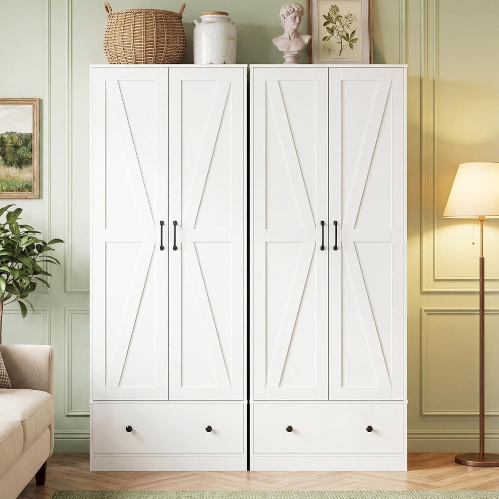 Giantex 72" Tall Kitchen Pantry Cabinet, Farmhouse Wooden Cupboard w/ 2 ...