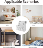 Bedside Caddy Bedside Storage Organizer,Bed Caddy With Thickened Material Suitable for Homes, Dormitories, Hospitals, Cribs, RVs，Great for Magazines,Books,Remote, Phone (white)
