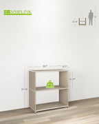32-Inch 2-Tier Metal Bookcase, Open Shelf Storage Organizer for Living Room, Bedroom, Side Table or Nightstand Use, Modern DIY Assembly, Taupe