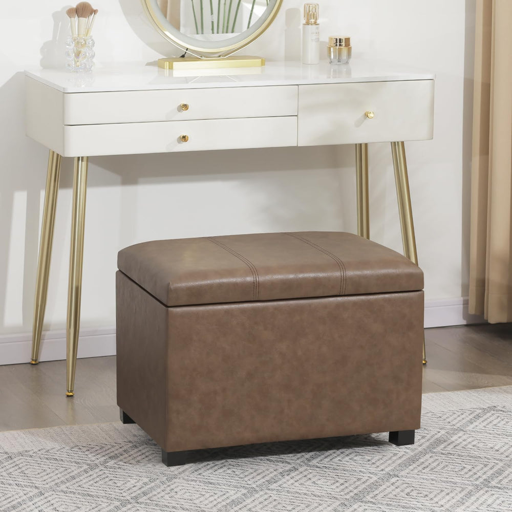 Joveco 24" Leather Storage Ottoman Bench, Rectangle Foot Rest Stool for ...