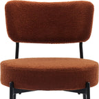 Boucle Dining Chair Set of 2, Mid Century Modern Upholstered Kitchen Chairs with Curved Backrest & Black Metal Legs, Round Dining Room Chairs, Brown