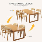 Kitchen Dining Chairs Set of 6 Modern Soft Linen Farmhouse Dining Room Chairs, Beige/Original